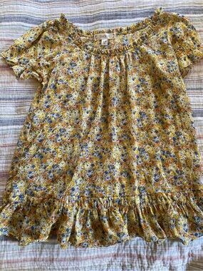 Decree Yellow Floral Ruffle Peasant Top
